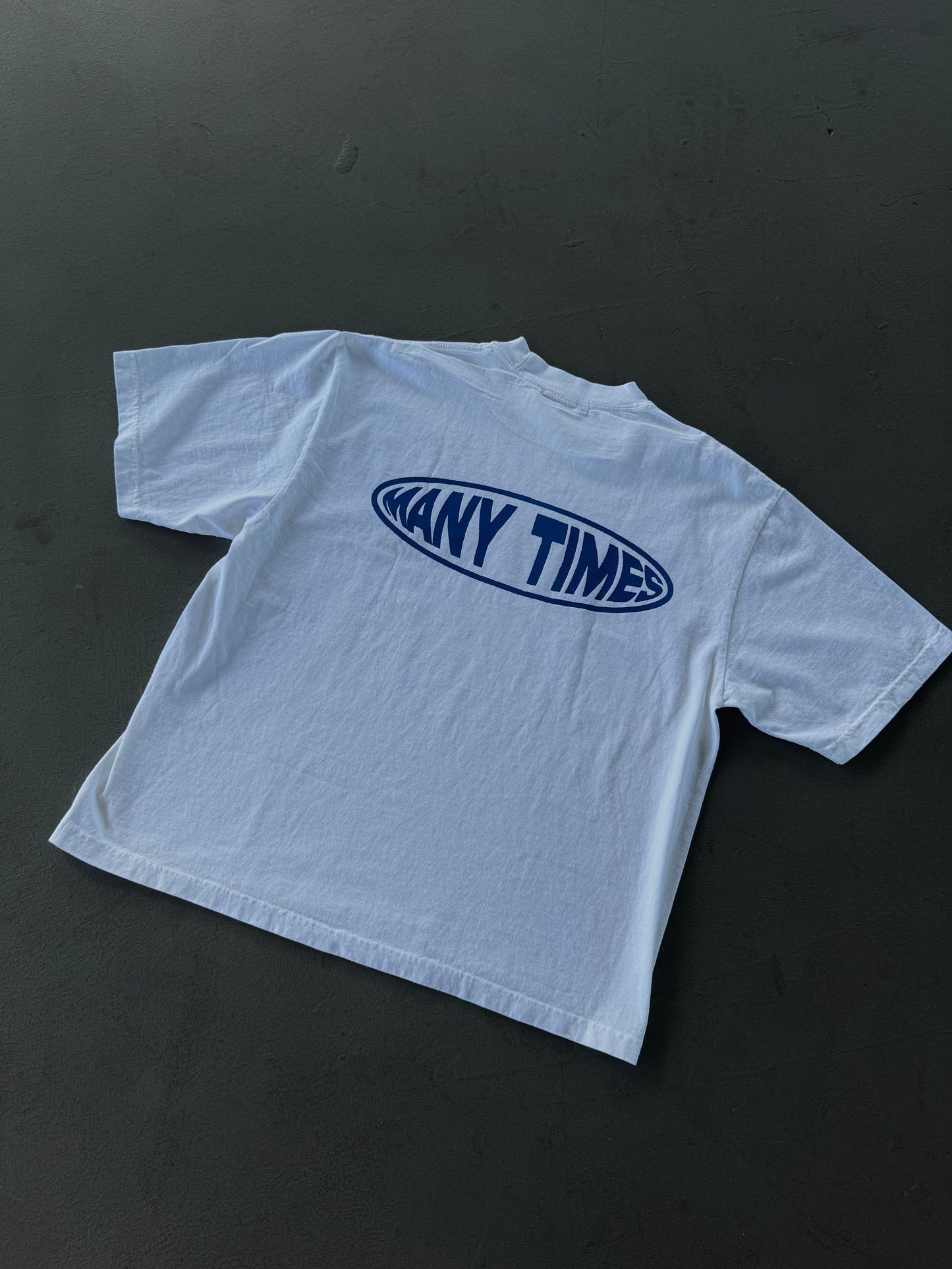 OVERSIZED Oval Tee White & Blue