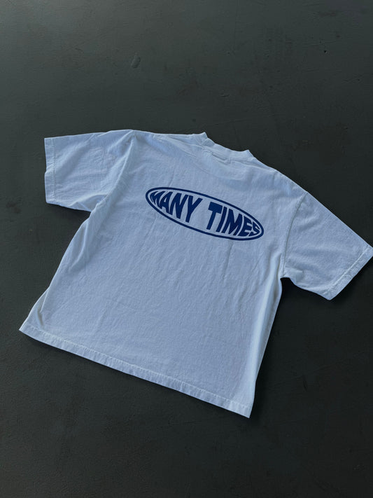 OVERSIZED Oval Tee White & Blue